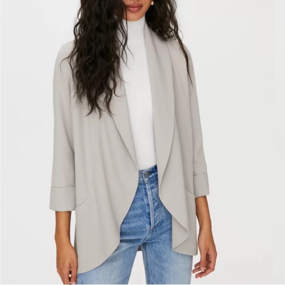 Aritzia Wilfred Chevalier Open Front Tuxedo Blazer in Grey Sz 0